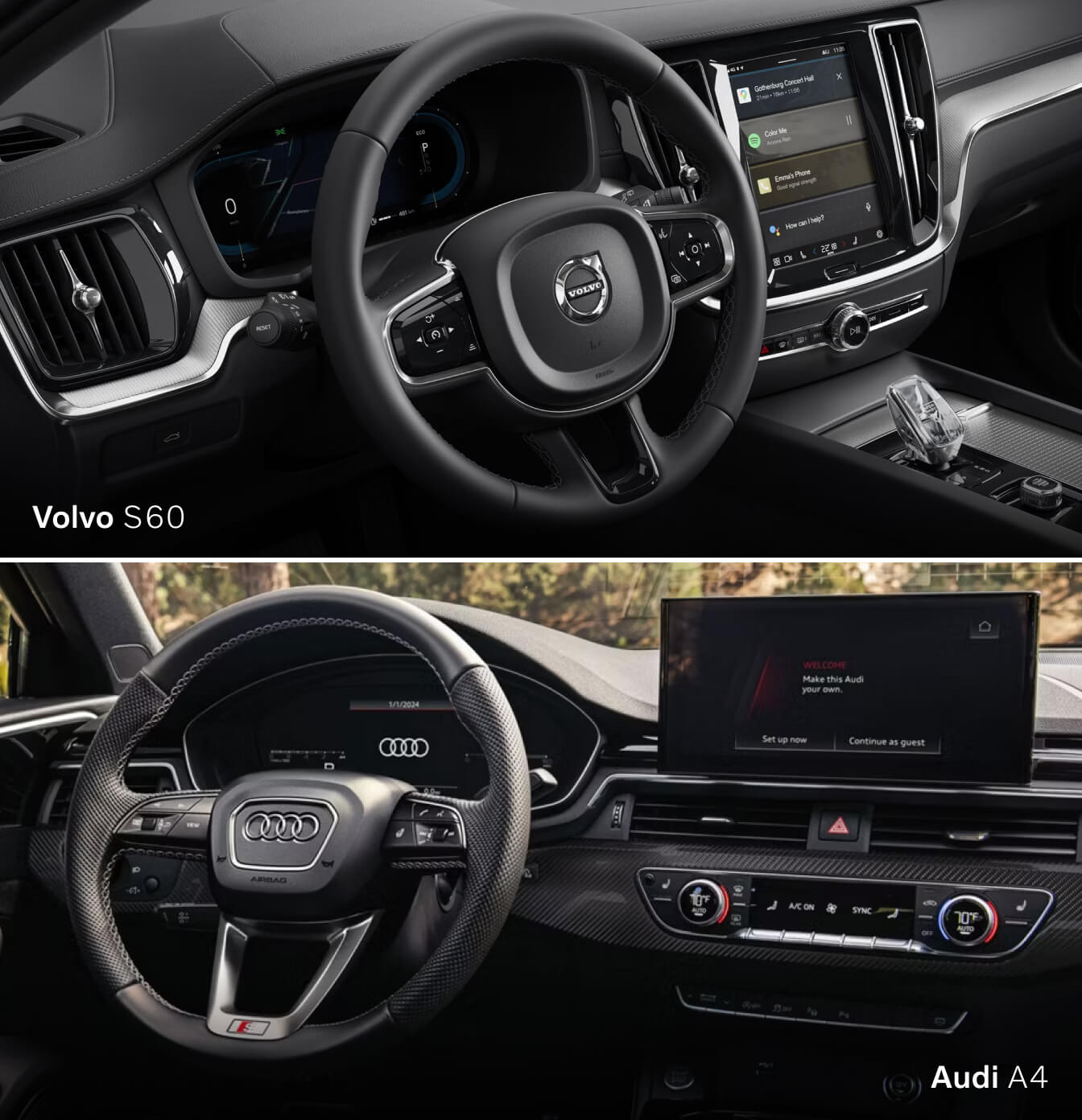 >Audi A4 vs. Volvo S60 Technology & Safety