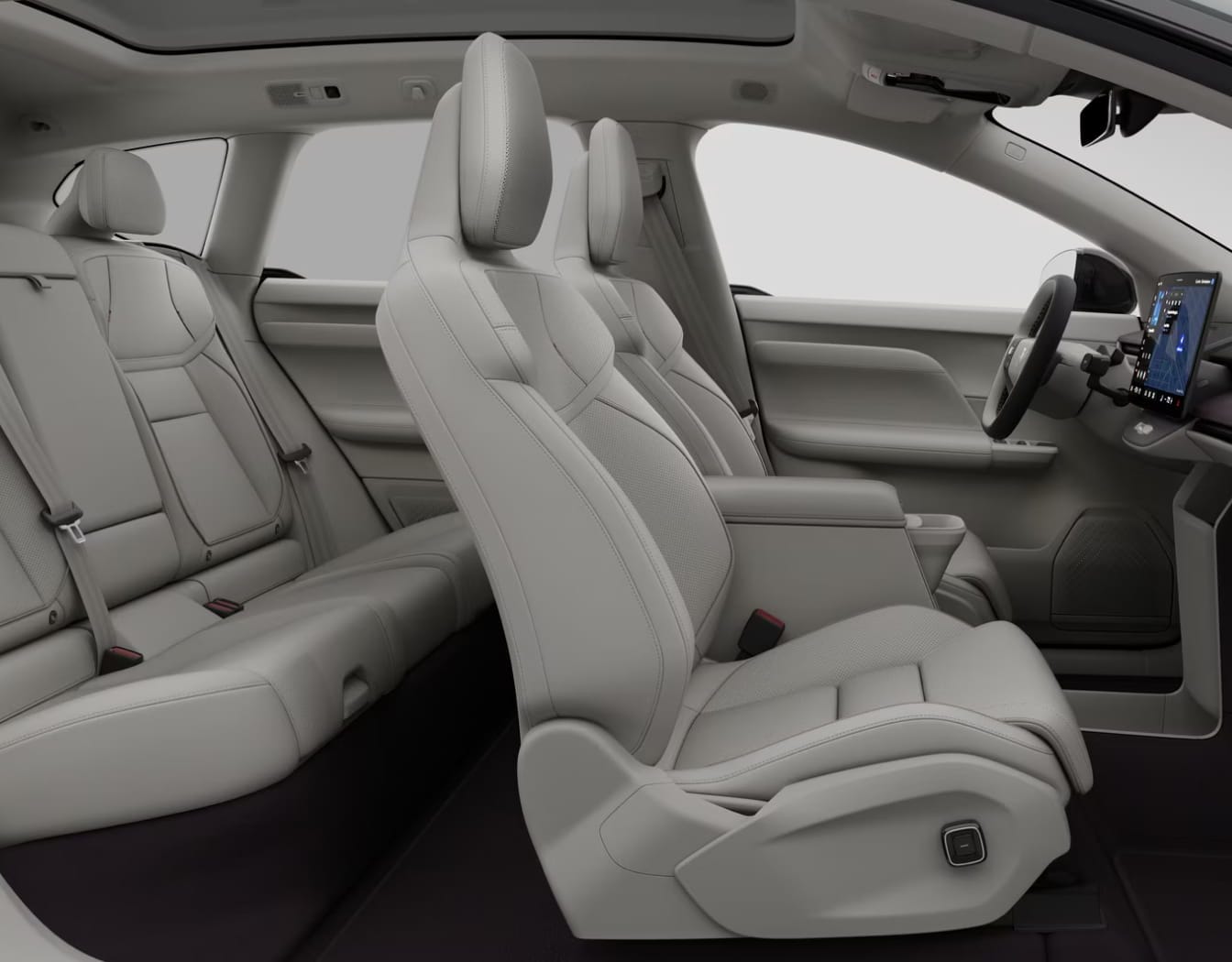 Spacious, 2026 EX60 interior featuring sleek, Dawn Ventilated Nappa Leather seats and a high-tech dashboard.