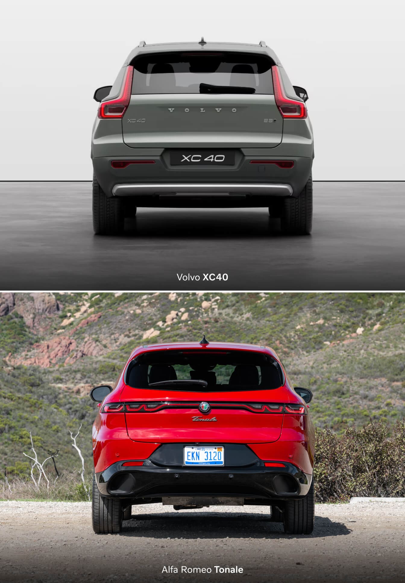 Volvo XC40 vs. Alfa Romeo Tonale Dimensions and Cargo Space