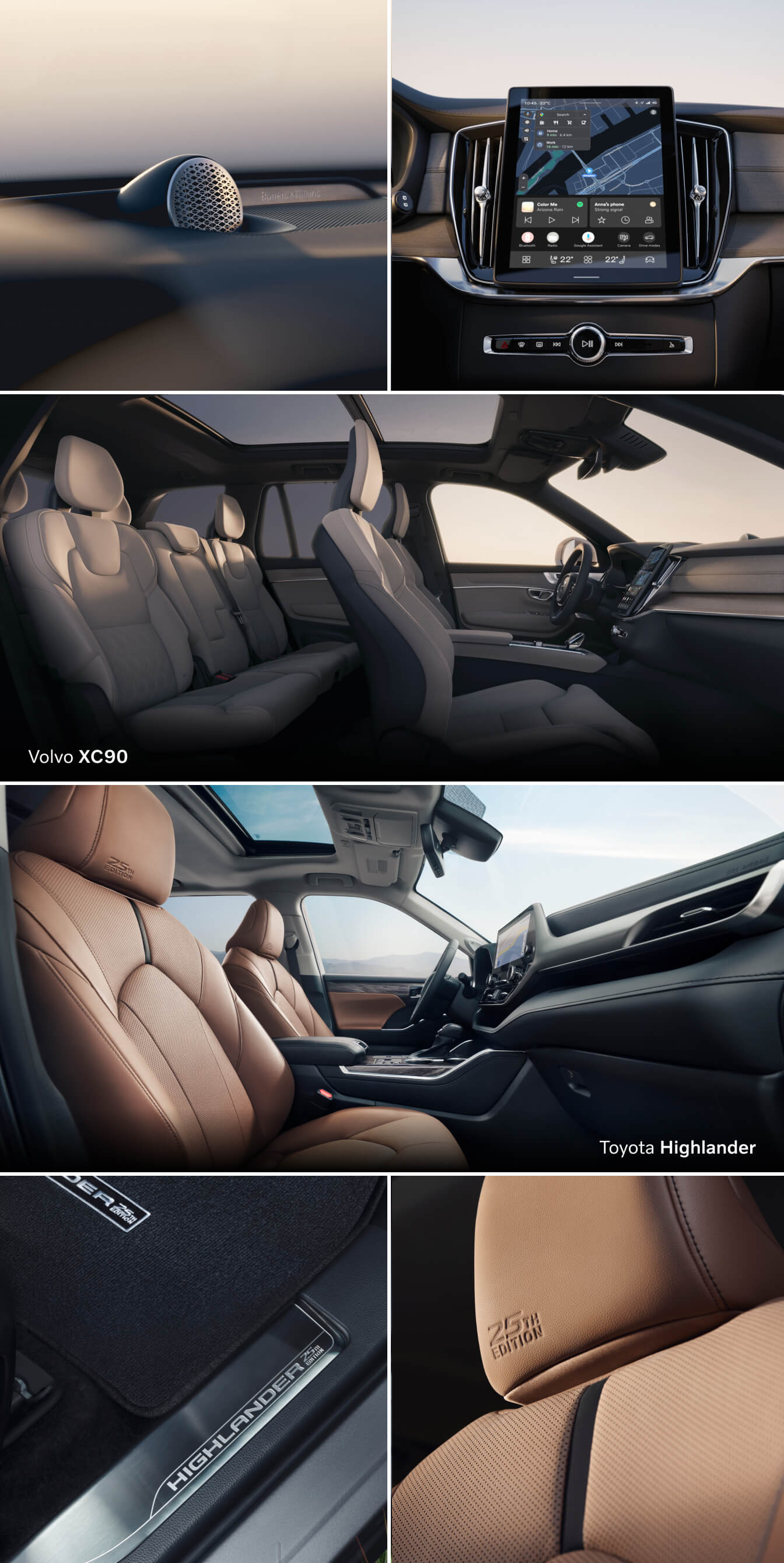 Volvo XC90 vs. Toyota Highlander Interior