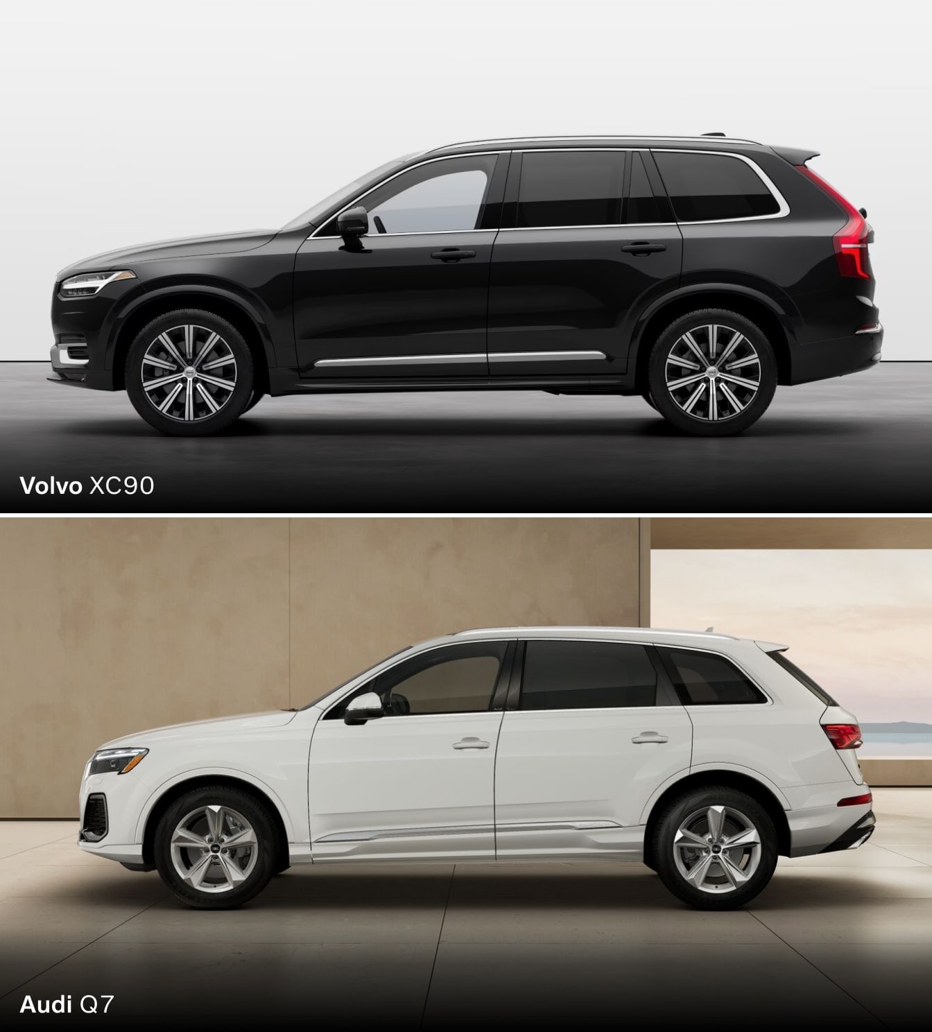 2025 Volvo XC90 vs. 2025 Audi Q7 Dimensions