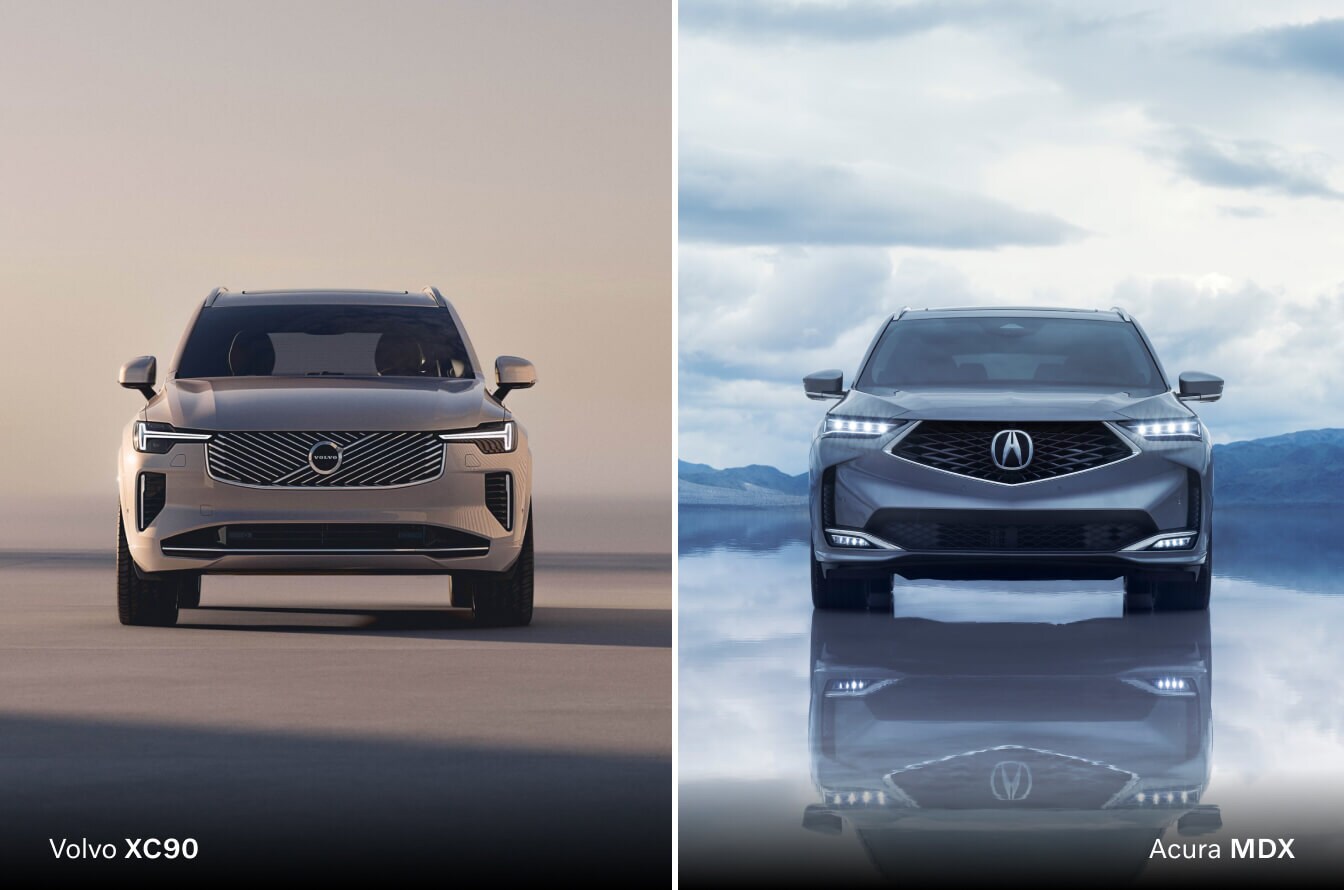 Acura MDX vs Volvo XC90 front comparison photo