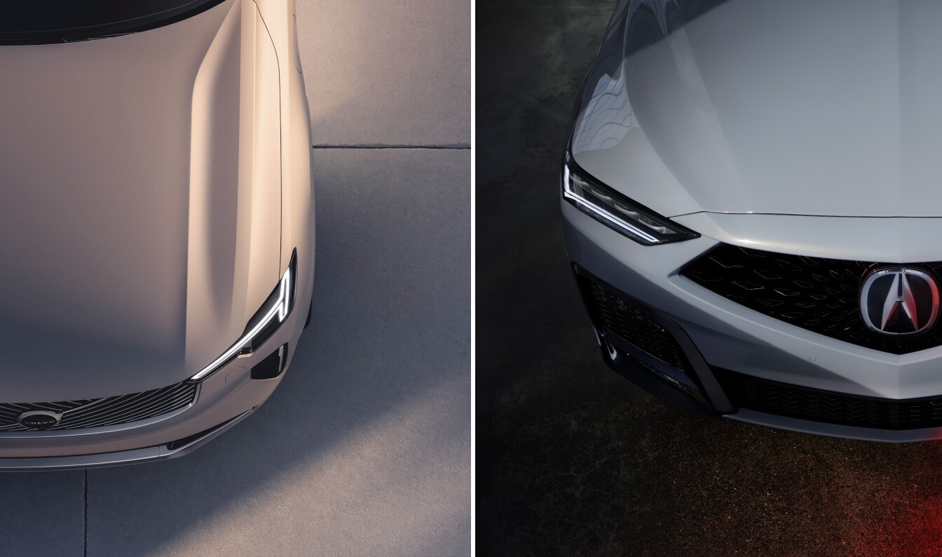 Volvo XC90 vs. Acura MDX aerial comparison photo