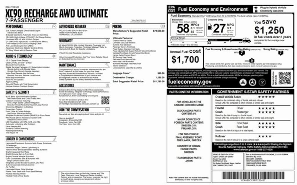 Used 2024 Volvo XC90 Recharge Plug-In Hybrid Ultimate SUV