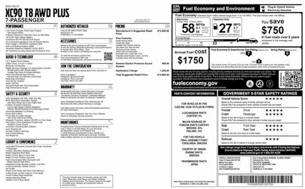 Used 2025 Volvo XC90 Plug-In Hybrid T8 Plus 7 Passenger SUV
