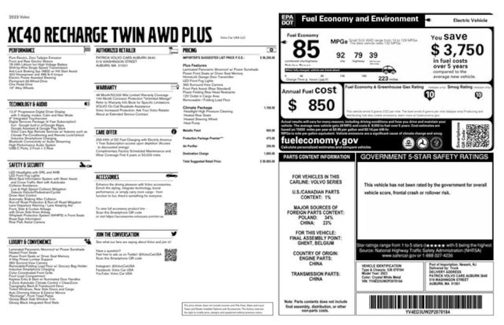 Certified 2023 Volvo XC40 Recharge Pure Electric Twin Plus SUV