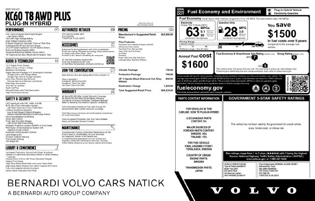Certified 2025 Volvo XC60 Plug-In Hybrid T8 Plus SUV