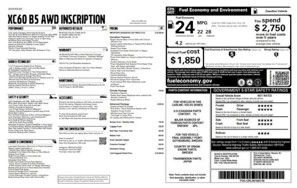 Used 2022 Volvo XC60 B5 Inscription SUV