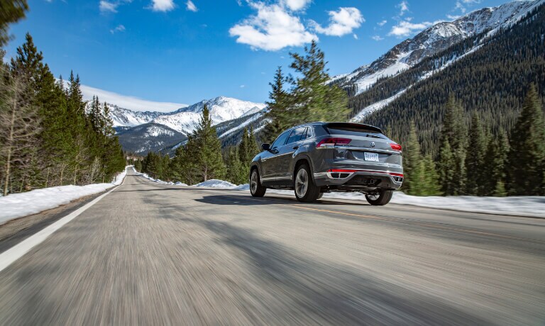 2022 Volkswagen Atlas Cross Sport exterior on mountain road