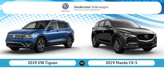 longing conversion horsepower 2019 Mazda CX-5 vs. 2019 Volkswagen Tiguan near Youngstown, IN