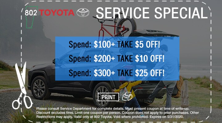 Toyota Service and Parts Coupons | 802 Toyota