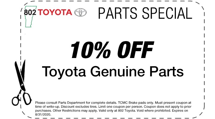 Toyota Service and Parts Coupons | 802 Toyota