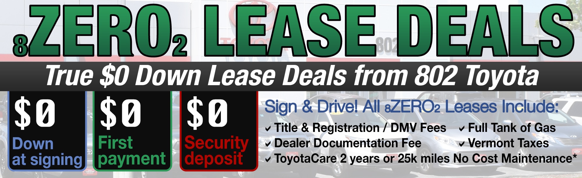 Zero Down Toyota Lease Deals 802 Toyota of Vermont