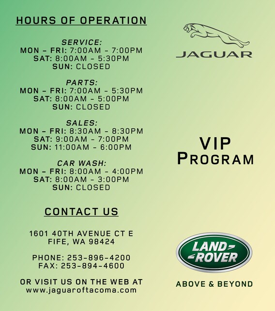 VIP Program  Jaguar Tacoma