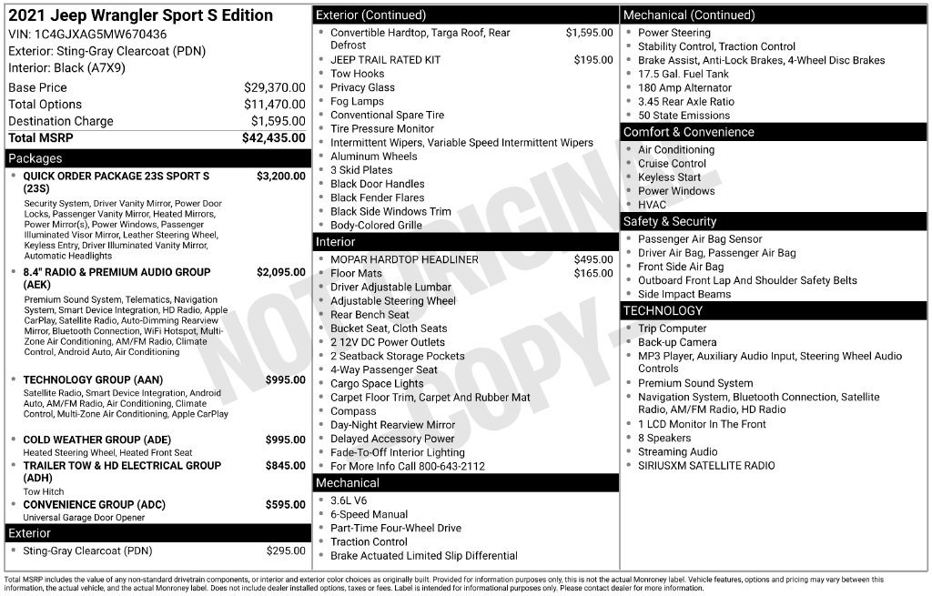 Used 2021 Jeep Wrangler Sport SUV