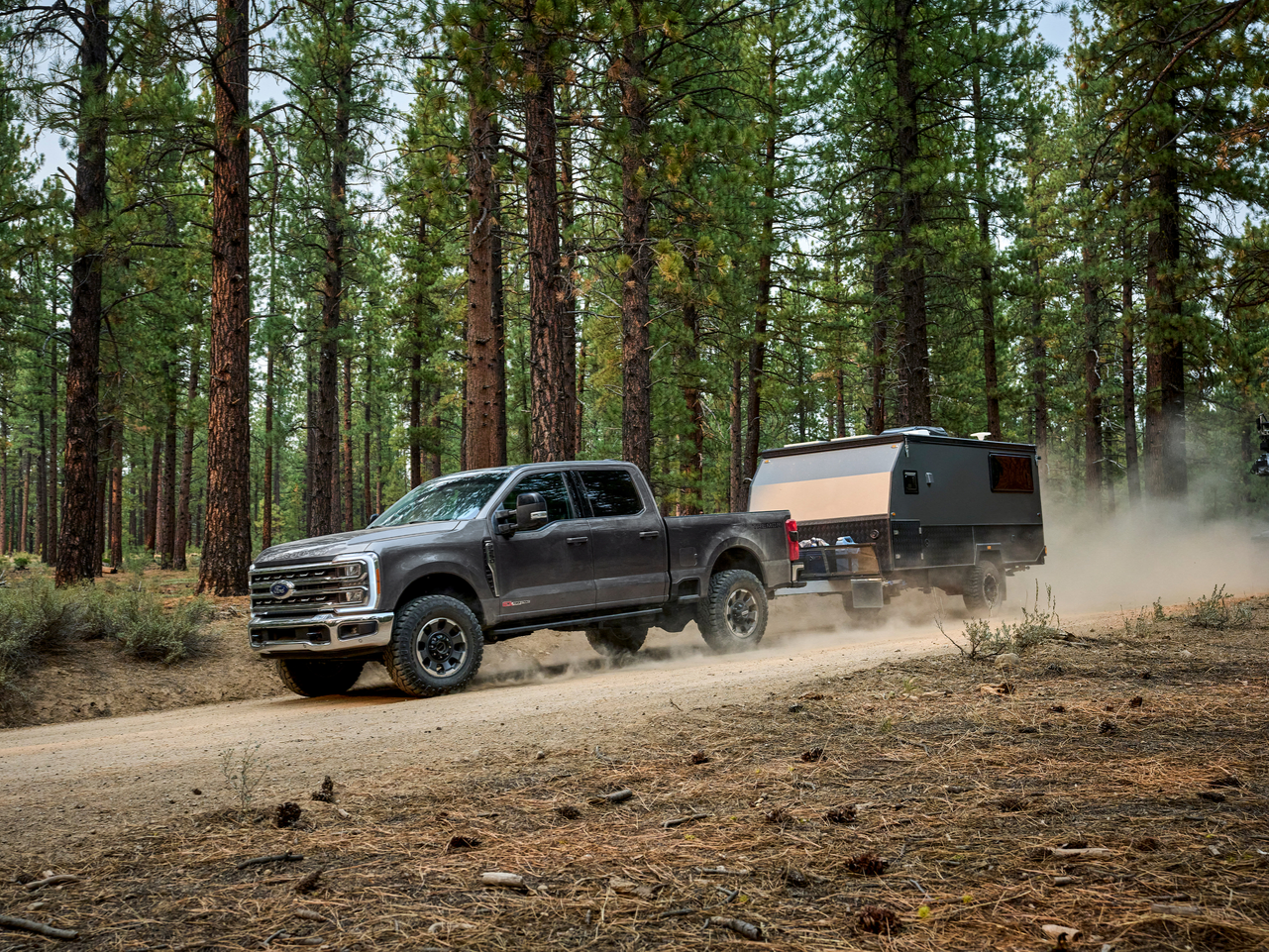  2027 Ford F-250 towing a cart