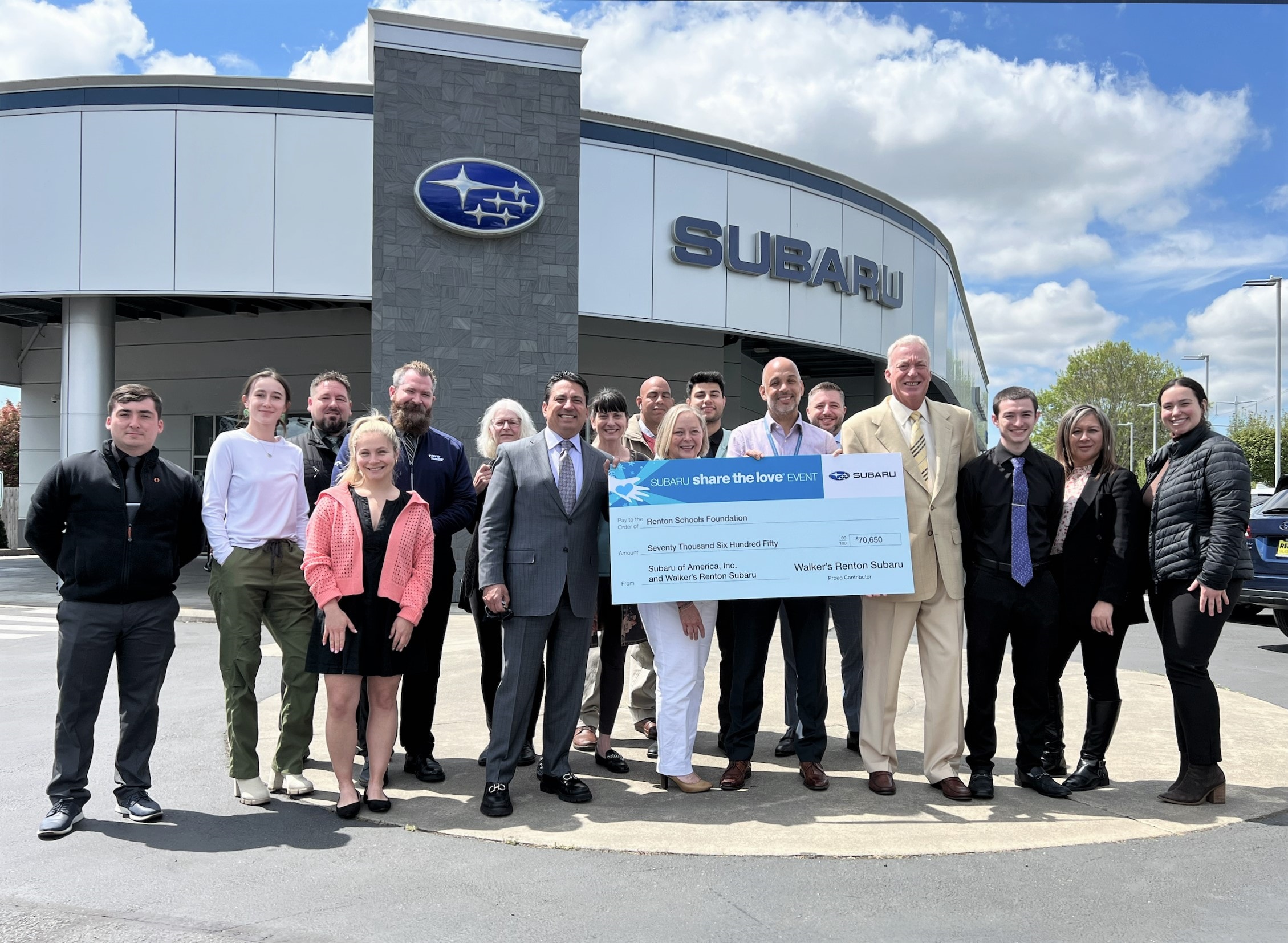 Walkers Renton Subaru Renton Schools Foundation 2023 Share the Love check 5_2023.png