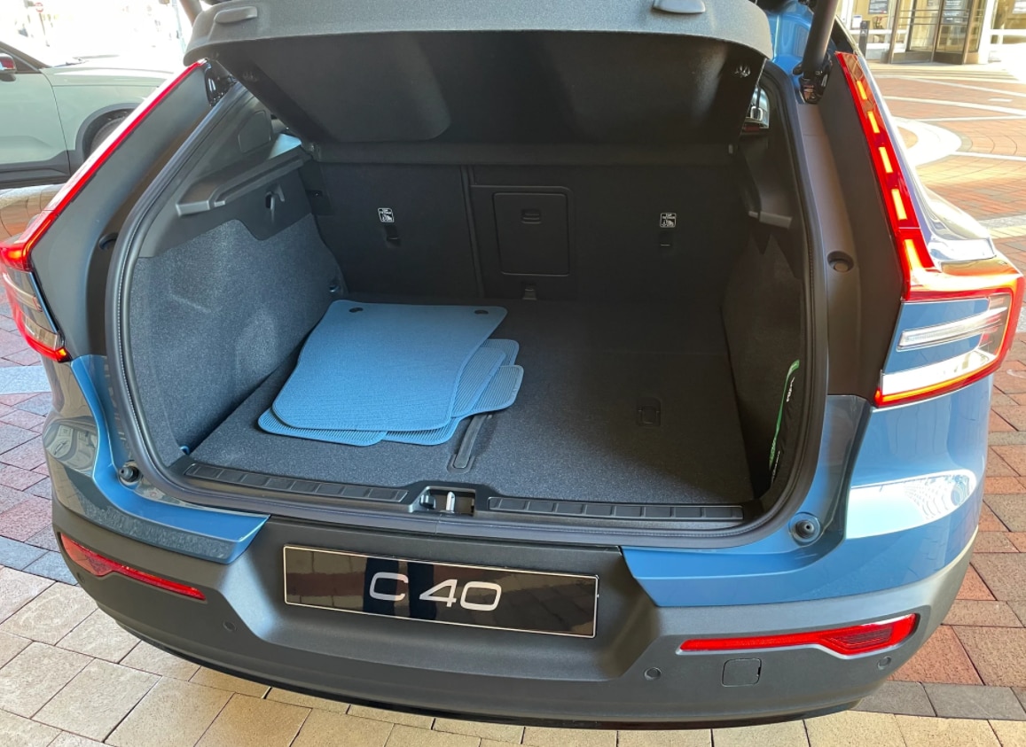 Cargo trunk space inside the 2022 Volvo C40 Recharge.