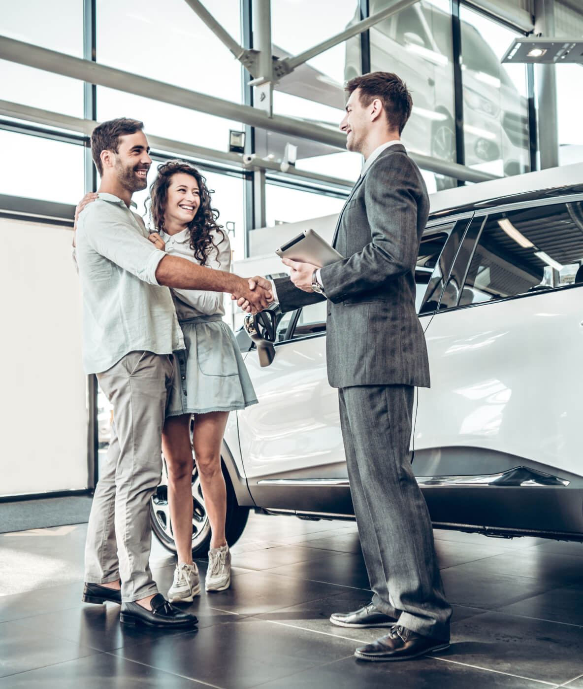 Shaking hands with salesman