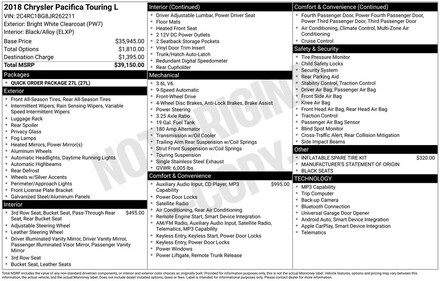 2018 Chrysler Pacifica Touring L Van