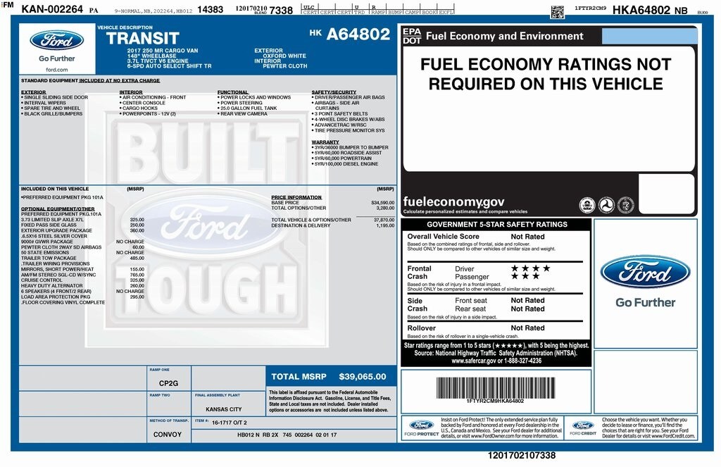 Certified 2017 Ford Transit-250 w/Sliding Pass-Side Cargo-Door Van Medium Roof Cargo Van