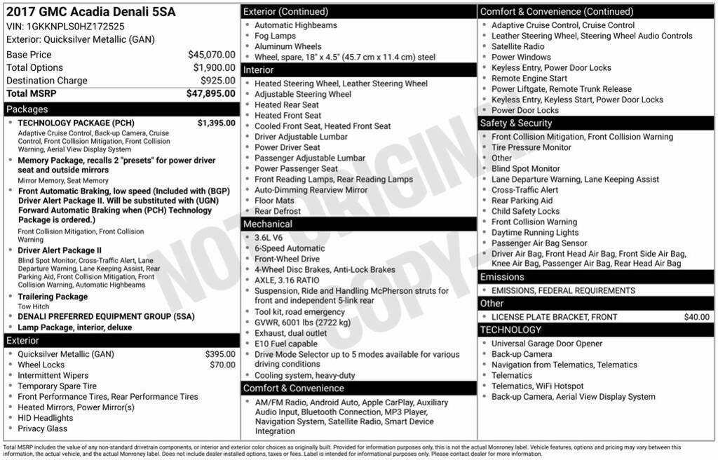 Used 2017 GMC Acadia Denali SUV