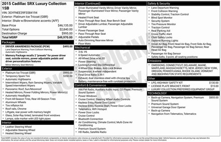 2015 CADILLAC SRX Luxury Collection SUV