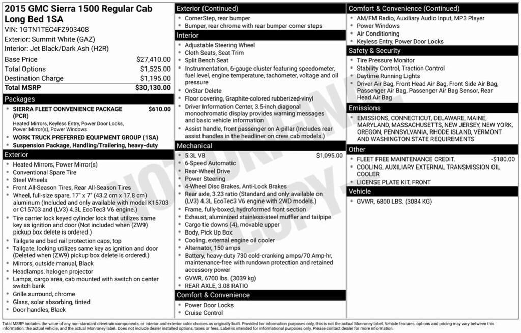 Used 2015 GMC Sierra 1500 Base Truck Regular Cab