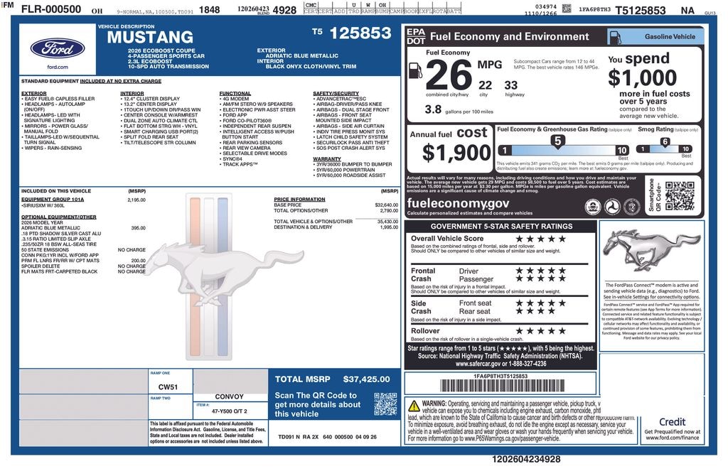 New 2026 Ford Mustang Coupe