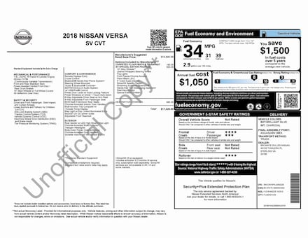 2018 Nissan Versa 1.6 SV Sedan