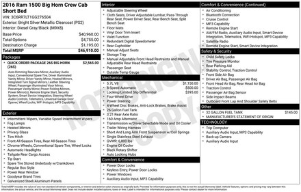 2016 Ram 1500 SLT Truck Crew Cab