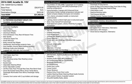 2016 GMC Acadia SL SUV