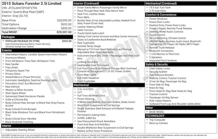 2015 Subaru Forester 2.5i Limited SUV