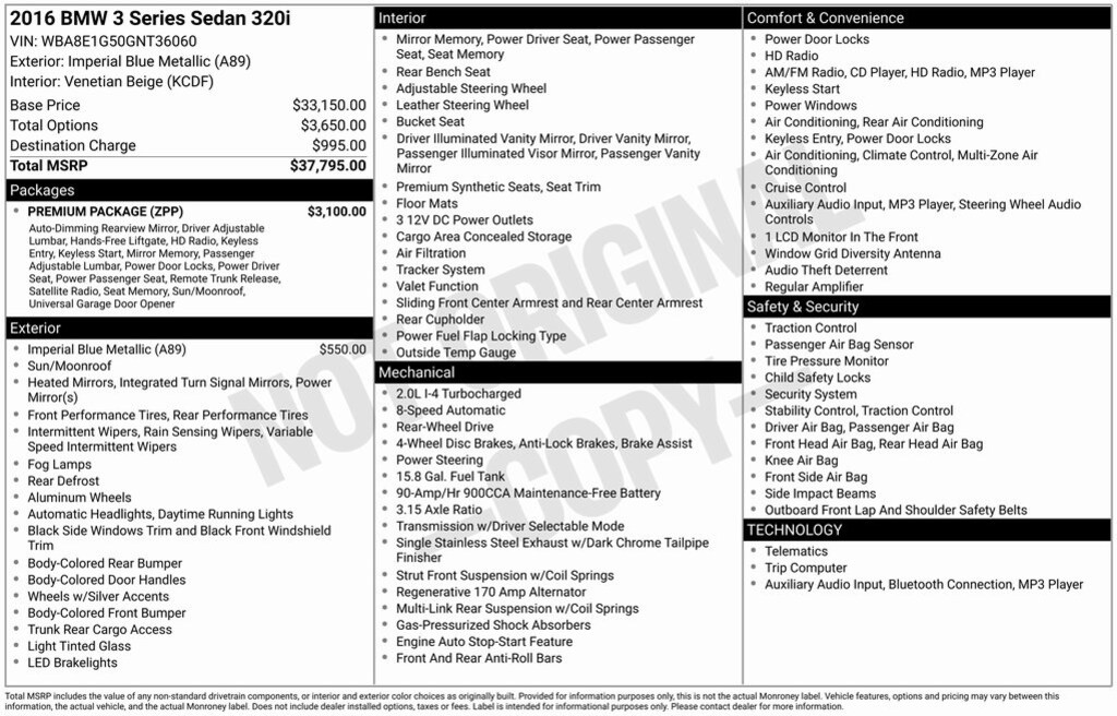 Certified 2016 BMW 3 Series 320i Sedan