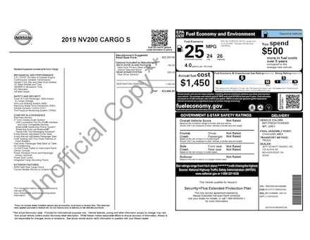 2019 Nissan NV200 S Cargo Van