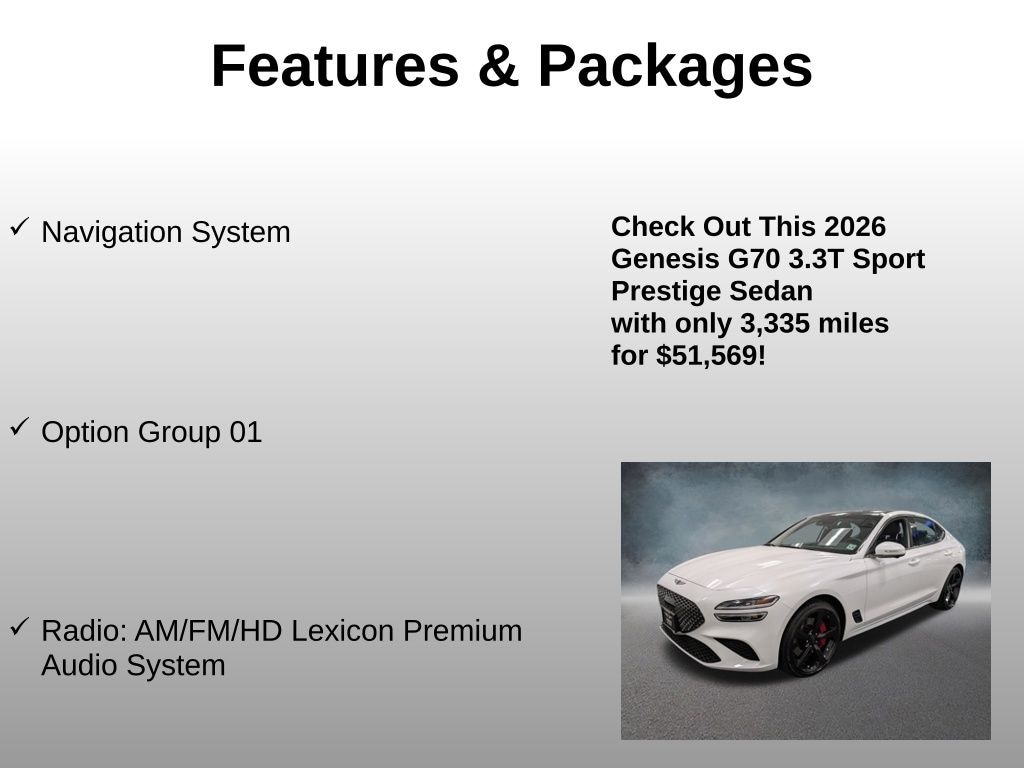 Used 2026 Genesis G70 3.3T Sport Prestige AWD Sedan