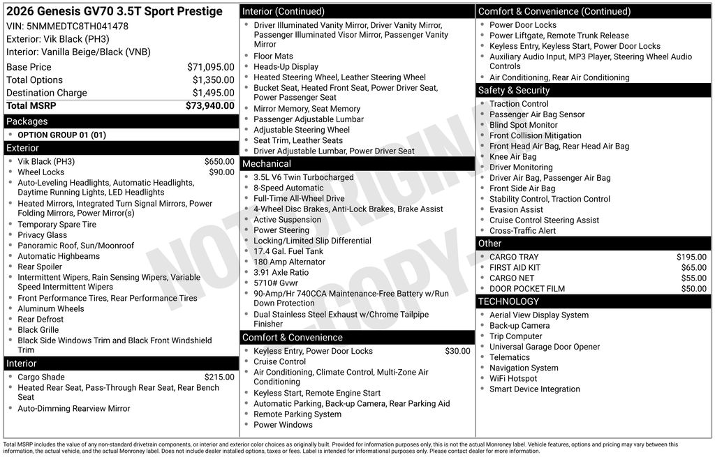 2026 GENESIS GV70 Sport Prestige - Photo 9