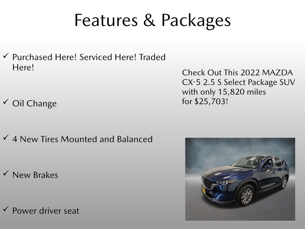 Certified 2022 Mazda CX-5 2.5 S Select Package SUV