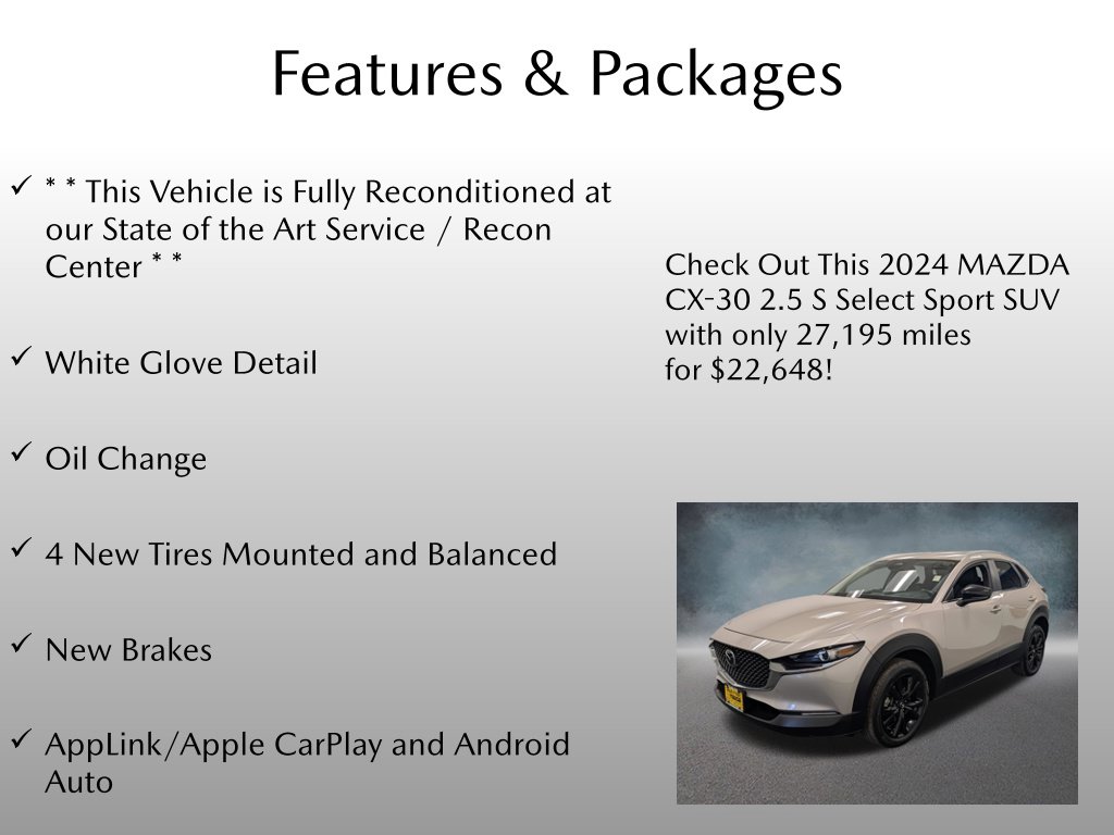 Certified 2024 Mazda CX-30 2.5 S Select Sport SUV