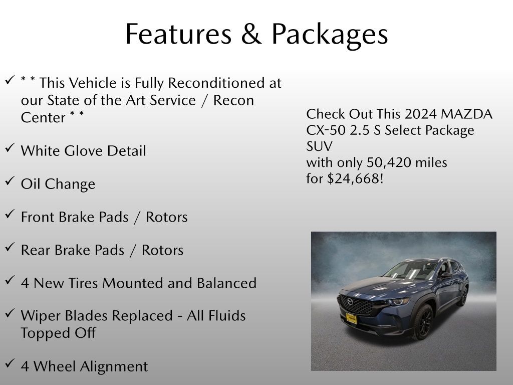Certified 2024 Mazda CX-50 2.5 S Select Package SUV