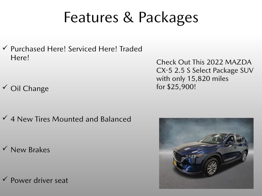 Certified 2022 Mazda CX-5 2.5 S Select Package SUV