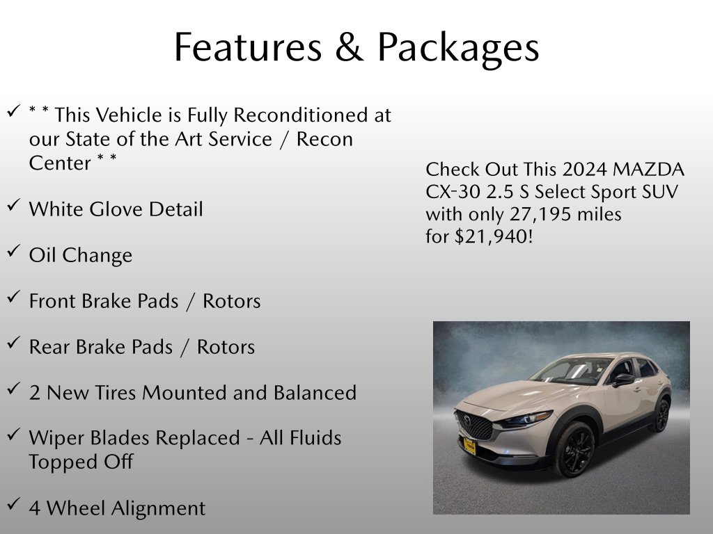 Certified 2024 Mazda CX-30 2.5 S Select Sport SUV