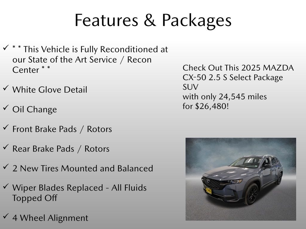 Certified 2025 Mazda CX-50 2.5 S Select Package SUV