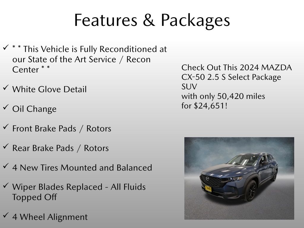 Certified 2024 Mazda CX-50 2.5 S Select Package SUV