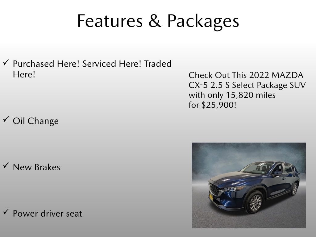 Certified 2022 Mazda CX-5 2.5 S Select Package SUV