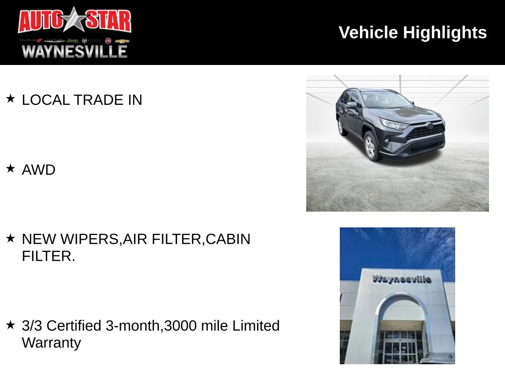 Used 2019 Toyota RAV4 XLE with VIN 2T3P1RFV0KC036614 for sale in Waynesville, NC