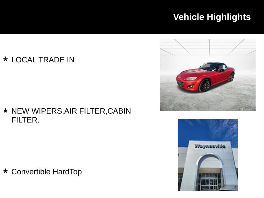 Used 2012 Mazda MX-5 Miata Special Edition Hard Top with VIN JM1NC2SF7C0222386 for sale in Waynesville, NC