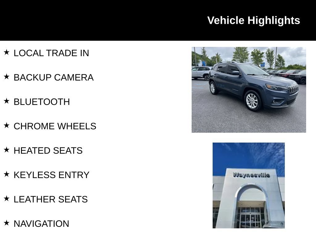 Used 2019 Jeep Cherokee Latitude with VIN 1C4PJLCB5KD381589 for sale in Waynesville, NC