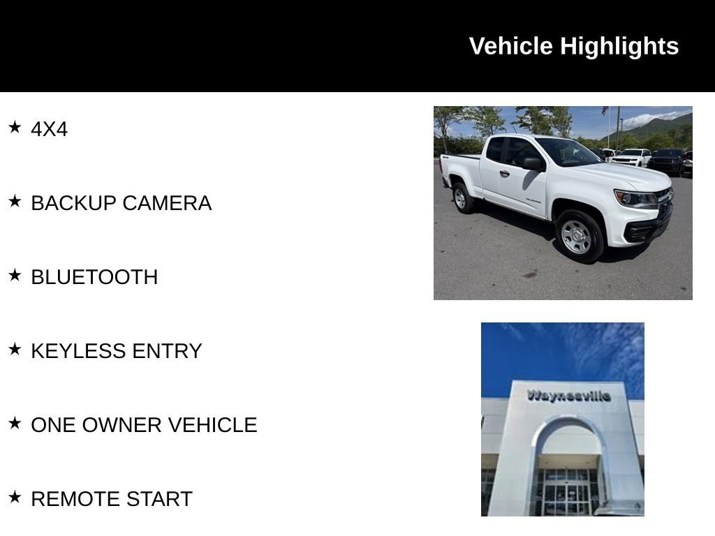 Used 2021 Chevrolet Colorado Work Truck with VIN 1GCHTBEA7M1189236 for sale in Waynesville, NC