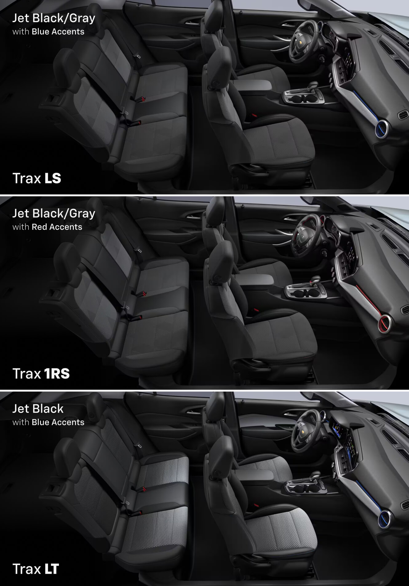 Jet Black/Gray with Blue Accents, Jet Black/Gray with Red Accents & Jet Black with Blue Accents